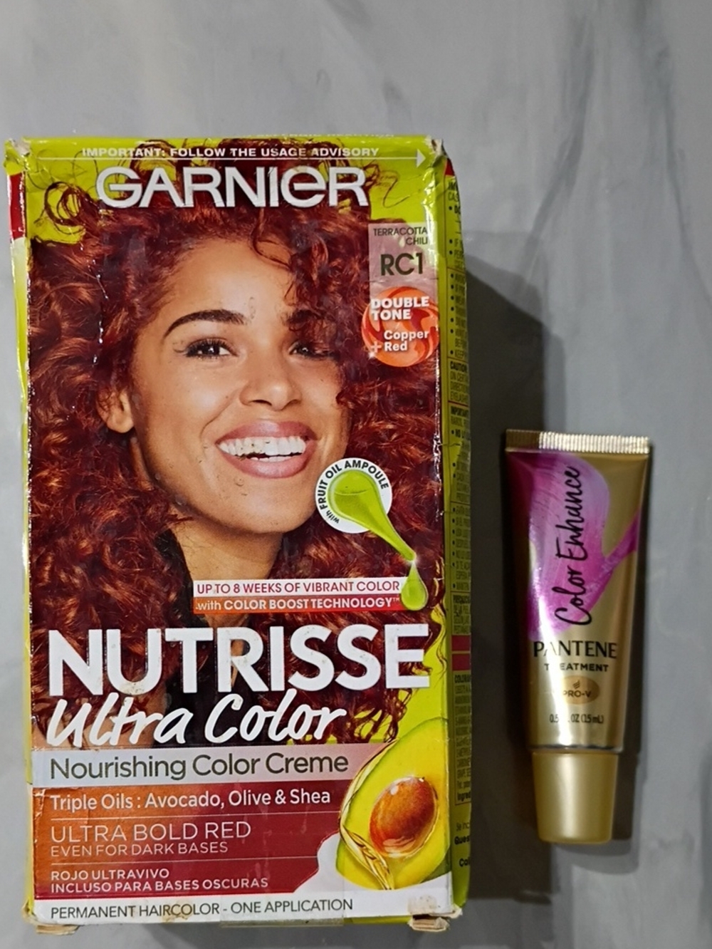 Garnier Nutrisse Ultra Color - Red Copper + Pantene Color Enhancer